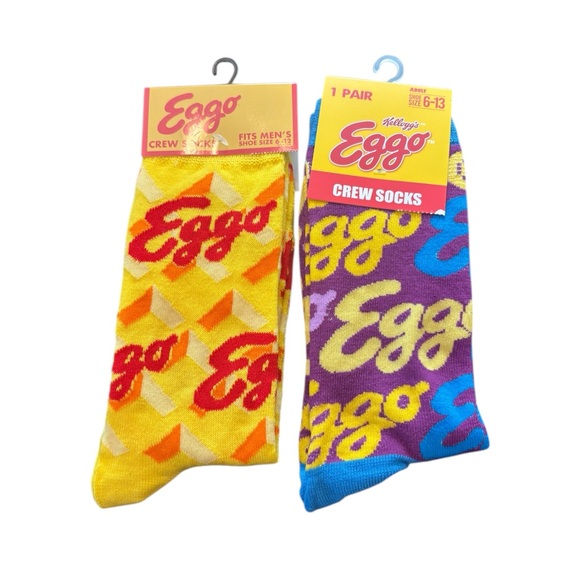 Kellogg'S Other - Kellogg’s Eggo Crew Socks - Yellow and Purple NWT